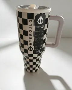 40oz HydroJug Checkered Insulated Tumbler | Leak-Proof Water Bottle for Gym & Travel Drinkware Flasks Mug Bottled Portable Stainless Steel