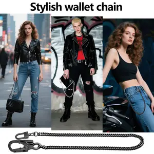 Ahiller men's accessories Punk Gothic Keychain - Hip Hop Style Pant Chain & Rock & Roll Style Wallet Chain | Anti-skid, anti-loss design with Pu coating | Men's Everyday Carry (EDC) Gear | Suitable for Bicycle, Motorcycle, Outdoor Activities and Daily Use