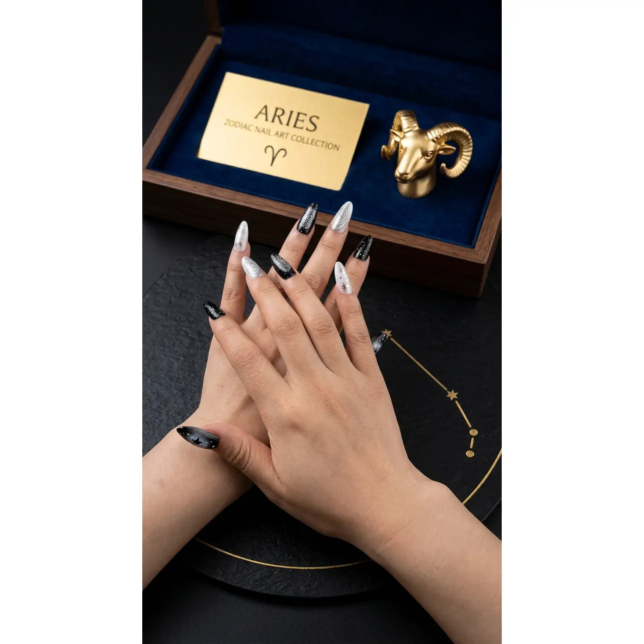 Aries Press-On Nails Set | 30pcs Reusable Zodiac Nail Set