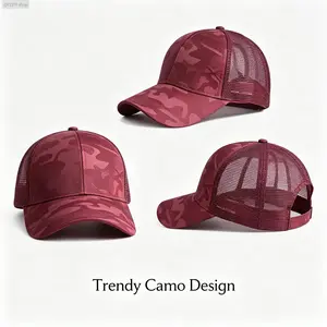 Women's Camo Baseball Cap Mesh Trucker Hat UV Sun Protection Adjustable Outdoor Beach Hat Y2K Streetwear Camouflage Dad Cap Lightweight Breathable Summer Fishing Hiking Travel Casual Sport Cap