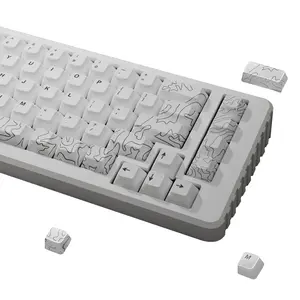 White Topo Canyon Keycaps | 164 Keycaps Set | 60%-100% Keyboard Layouts | Premium Dye Sub PBT | 1.7mm Thick Keycaps | Cherry Profile | MX Switch Compatible