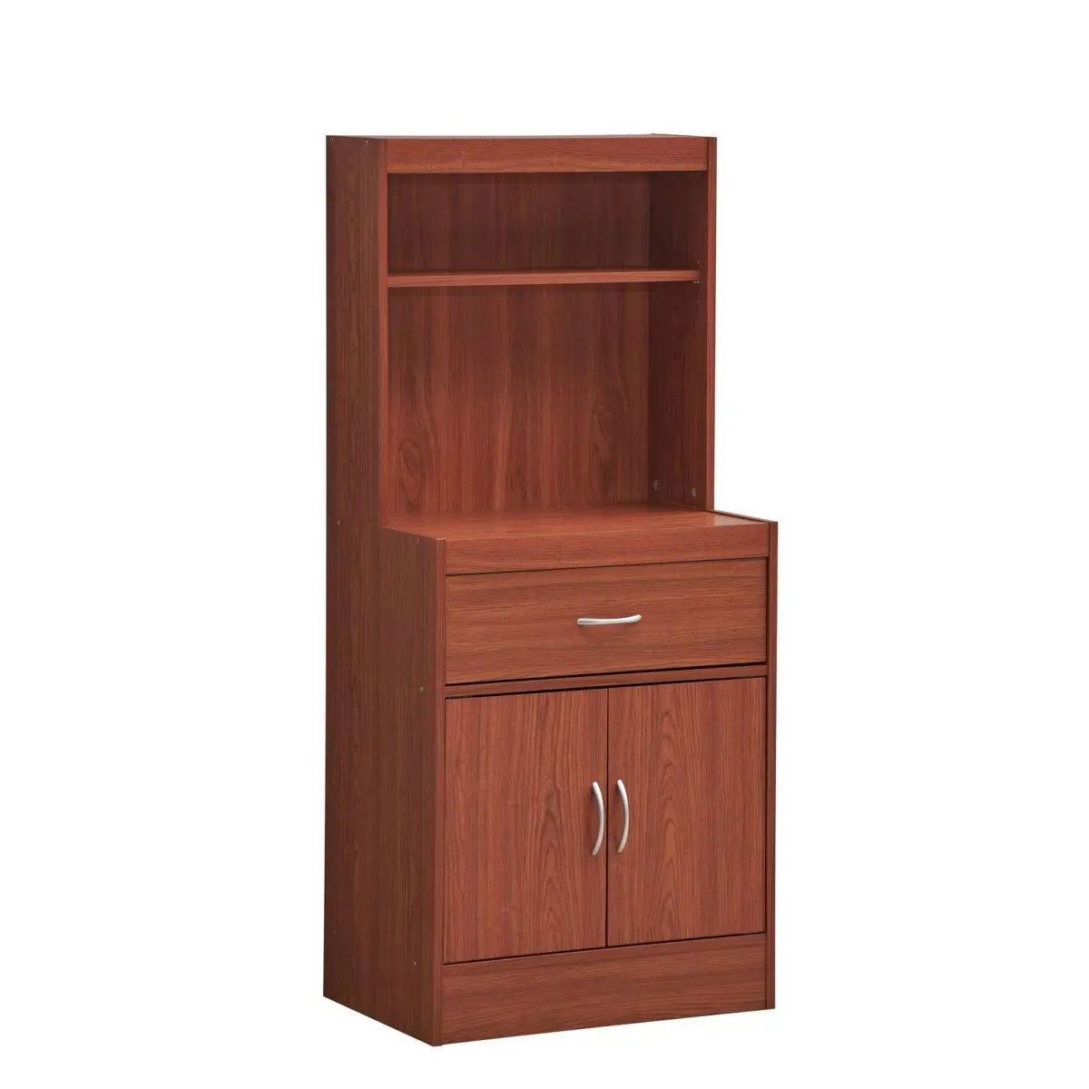 212 MAIN Cherry Wood Kitchen Cabinet - 54" h x 15.75" w x 23.62" d, Open Shelf Organizer, 1 Drawer, Enclosed Base Storage, Commercial Grade Restaurant Furniture