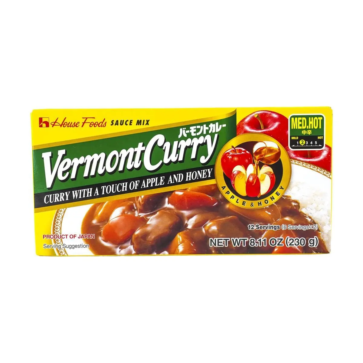 House Foods Vermont Curry Roux Medium Hot - Authentic Japanese Curry Mix 230g