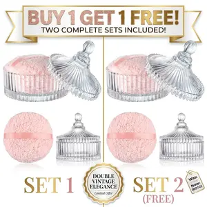 BUY 1 GET 1 FREE Extra Large Body Powder Puff and Container, 6 Inch Oversize Dust Powder Puff for Baby Women Dusting Powder