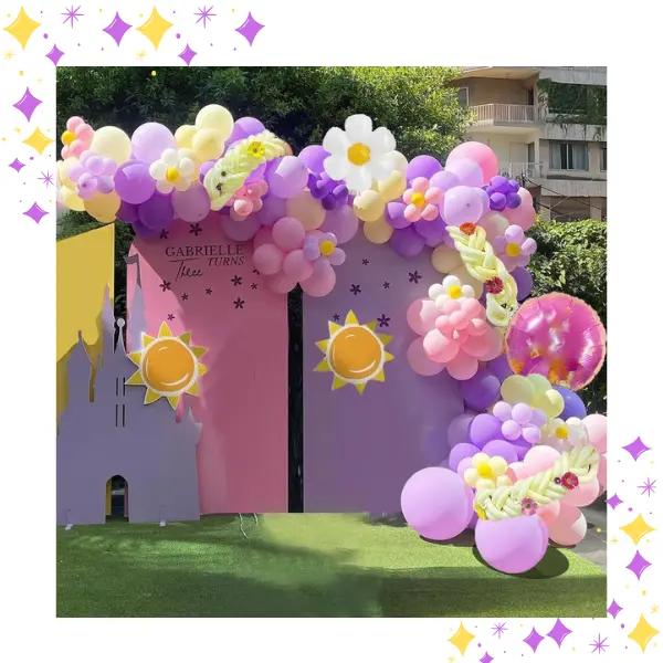 144PCS Purple Princess Balloon Garland Kit – Long Hair Princess Birthday Party Decorations for Girls, Balloon Arch Supplies for Kids Birthday & Princess Theme Parties
