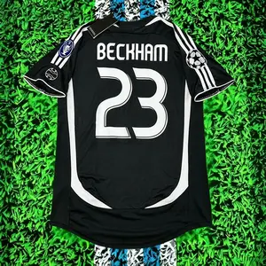 0607 Retro away No. 23 Beckham black and white short-sleeved fan version football jersey