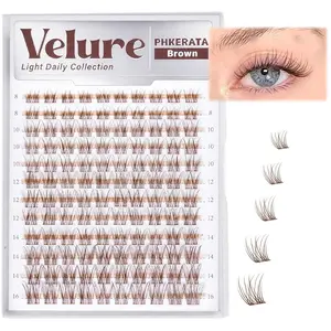 Natural False Eyelashes, Fine C Curl Cluster Lash Extensions, 8-16mm Soft Transparent Strips, 120 Pieces for Elegant Makeup