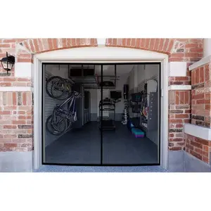 Garage Screen Doors  1  Garage - 9x7Ft  Closure Heavy Duty Weighted Bottom Screen Self Sealing Fiberglass Mesh Anti Annoying  Retractable Net - Easy Install & Pass-Through(Black)