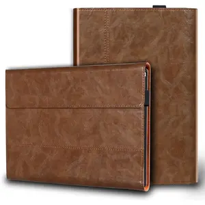 Leather Case Compatible with Surface Pro 9 2022/ Pro 10 2024/ Pro 11 2024 13 Inch,with Pencil Holder, Support Type Cover Keyboard, Closure,Multi-Angle Cover,Khaki