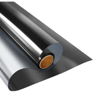 [New Deal]-Privacy Film One Way Daytime Privacy Static Cling Sun Blocking Anti UV Reflective Window Tint for Home and Office, Black-Silver, 17.5 Inch X 6.5 Feet