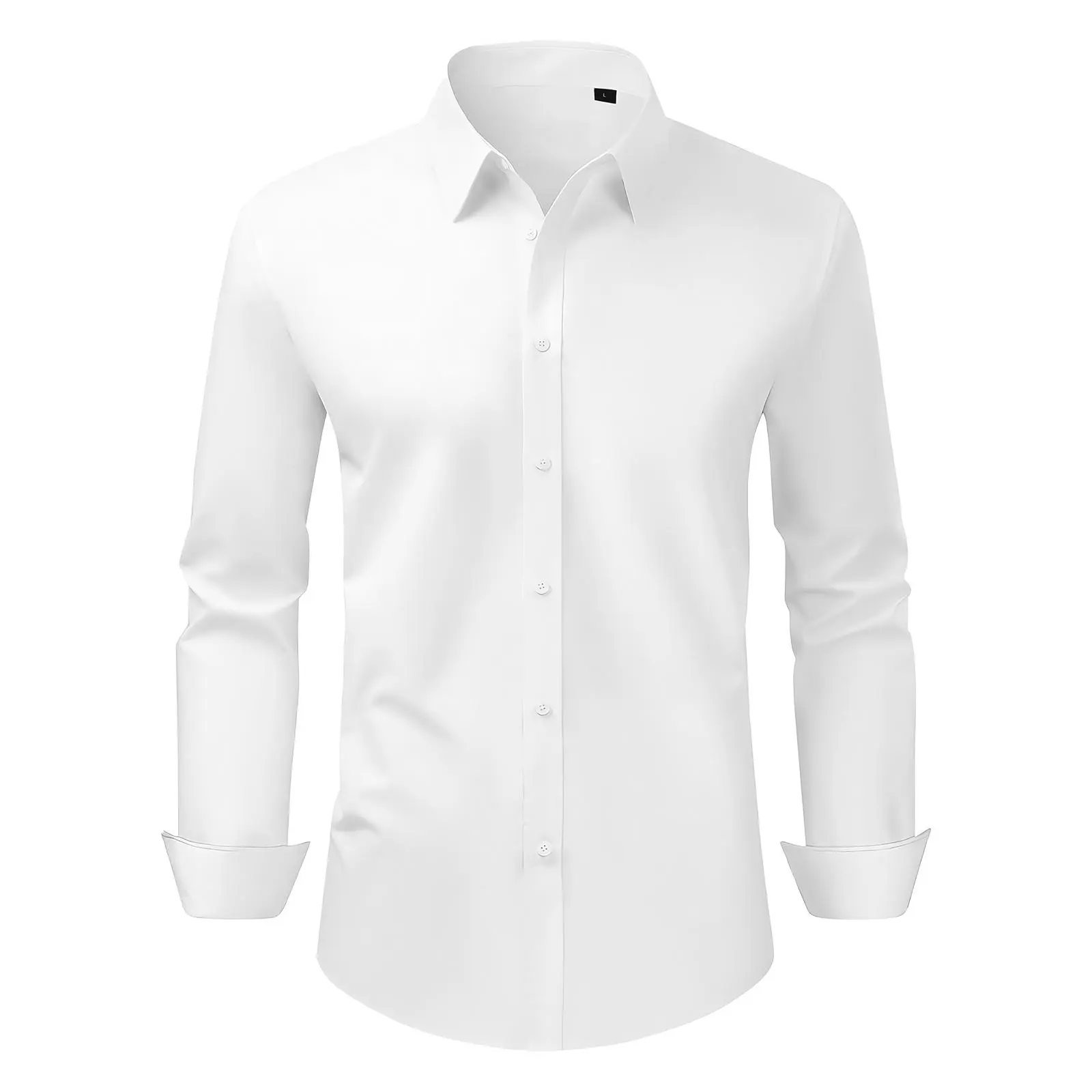 Men's Slim Fit Button-Up Dress Shirt, Long Sleeve Stretch Cotton Tops - Low Iron & Wrinkle Free Clothes for Business & Formal Wear, Button-Up Shirt, Reinforced Buttons