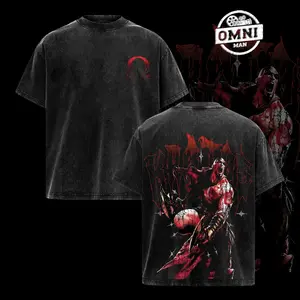 Kratos God of War 3 Retro Vintage Menswear Gift movie fans Top Apparel Classic Oversized Seamless Simple Straight Man Clothes Cotton designer shirts, graphic tees, men gifts, ,Graphic Streetwear T-shirt tees good