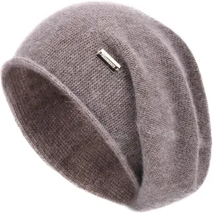Cashmere Slouchy Knit Beanie Hat for Women Winter Soft Warm Ladies Wool Knitted Skull Beanies Cap