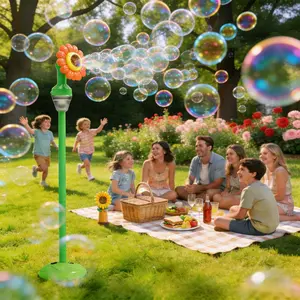 Automatic Sunflower Bubble Machine, 90ML Bubble Solution, Portable Party Toy, Outdoor Entertainment, Birthday Gift, Christmas Toy