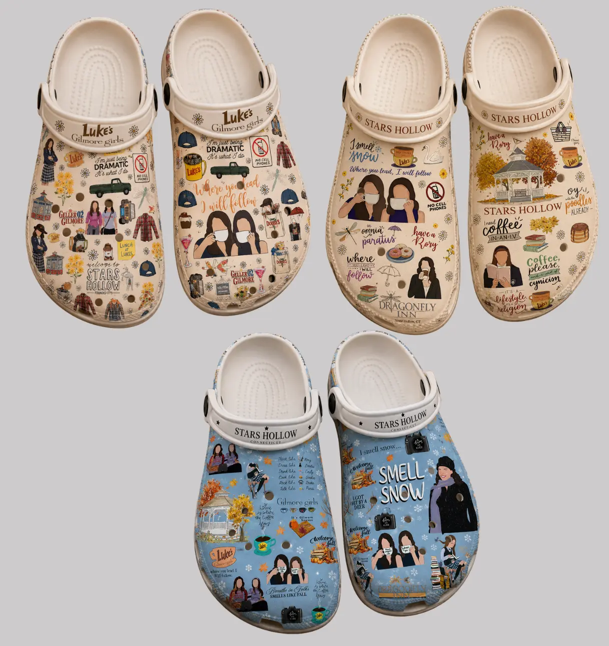 Cozy Town Clogs Shoes, Coffee Autumn Graphic Clog Shoes, Book Lover Casual Comfort Footwear, Cozy Winter Gift