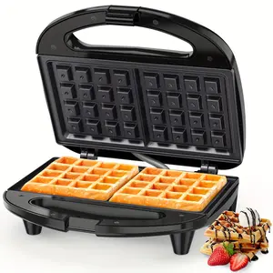 [750W Quick Heat Belgian Waffle] Waffle Maker with Non-Stick Coating, PFOA-Free, 750W Quick Heat-Up, Indicator Lights for Perfect Breakfast & Snacks - Compact & Stylish Design with Safe Handling grill smokeless sandwich maker tortilla bpa-free