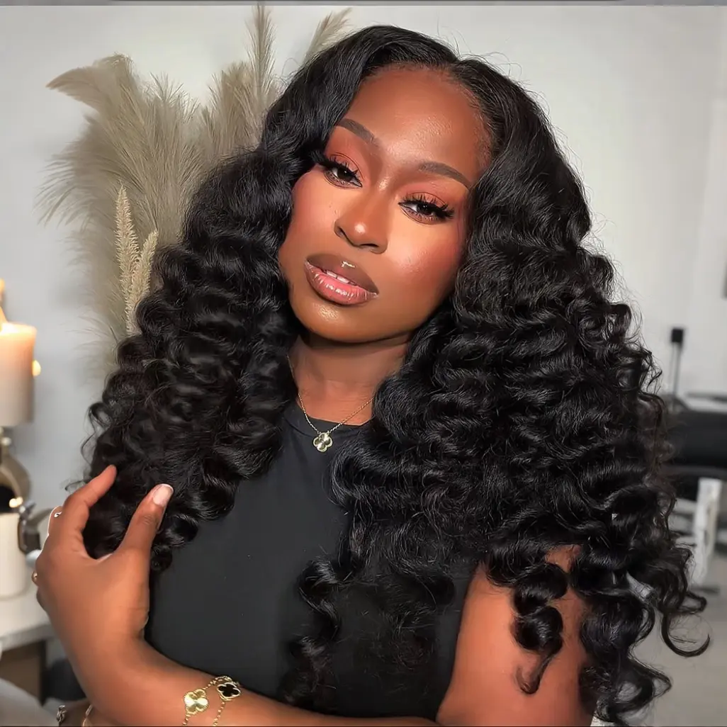 [Wand Curls] STERLY 3 in 1 Half Wig 180% Density Human Hair Wig Loose Curls Wig for Women Wear Go Glueless Wigs Seamless Flip Headband Wig Natural Invisible Hairline Drawstring Band Clip in Wig Beginner Friendly Wig#TikTokShopBackToSchool#SohoChic