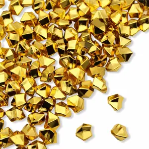 PMLAND Acrylic Ice Rocks Crystals Gems 550 Pcs 3 lbs Bulk Bag for Vase Filler Table Scatter Party Wedding Arts Crafts Decoration and Display - Gold Ornaments