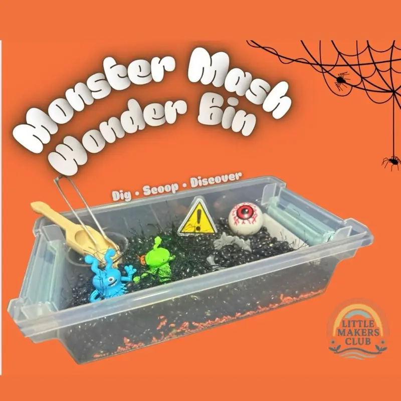 Monster Mash Wonder Bin - Halloween Sensory Bin - Screen Free Play