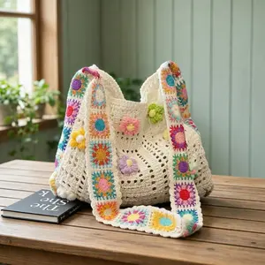 Women Retro Floral Patchwork Messenger Bag Boho Crossbody Bag Hand Washable Lightweight Casual Shoulder Tote for Daily Sports Outdoor Use summervibes Pastel Embroidered