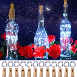 12 Packs 20 LED  Bottle Light with Cork -  Wire Cork Lights  Operated Fairy Mini String Lights Craft White Christmas Wedding Decoration Party Lights (Cool White)