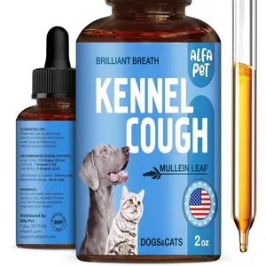 Cough Treatment for Dogs and Cats, Herbal Soothes Irritated Throat, Supports Breathing Clears Airways, Helps Dry Wet Barking Cough - 2-oz Bottle