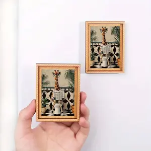 1pc/2pcs Giraffe Fun Refrigerator Stickers Art Deco, Americana Style, Household decoration supplies - Giraffe Reading Newspaper in Bathroom, Poster, Indoor Outdoor, Bathroom, Living Room, Bedroom, Spring, Painted, Bathroom Decoration