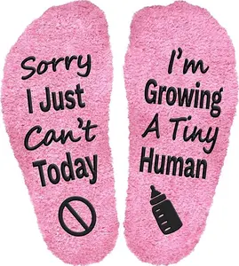 Funny Pregnancy Socks “Sorry I Can’t Today I’m Growing a Tiny Human” – Mom to Be Gift, Pregnant Mom Socks, Expecting Mother Gift Allthingsaura