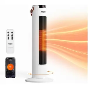 ROVSUN 24IN Electric Space Heater w/Remote & APP Control, 1500W Portable Tower Heater w/Oscillating for Indoor Use, Timer, Adjustable Thermostat, Tip-over & Overheat Protection for Bedroom Living Room