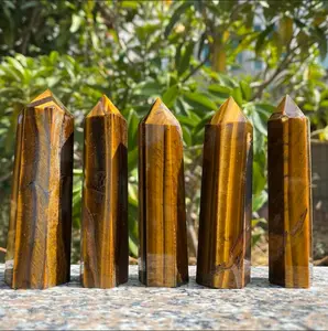 Natural Tiger Eye Energy Tower Point Obelisk Healing Crystal Collection Minerals Home Decor Specimens