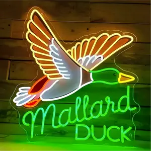 Mallard Duck Neon Light, Mallard Duck Led Light, Duck Led Sign, Duck Neon Sign, Animal Wall Art, Custom Hunter Name Sign, Flying Duck Neon