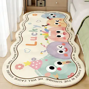 1pc Lucky Cartoon Monster Bedside Rug, Bedroom Decor Carpet, Home Long Strip Rug, Hallway Decoration, Living Room Rug, Wave Edge Design