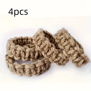 4pcs Boho-Chic Braided Curtain Ties for Linen Drapes, Vintage Rope Holdbacks for Bedroom & Living Room Decor, Unique Curtain Decor