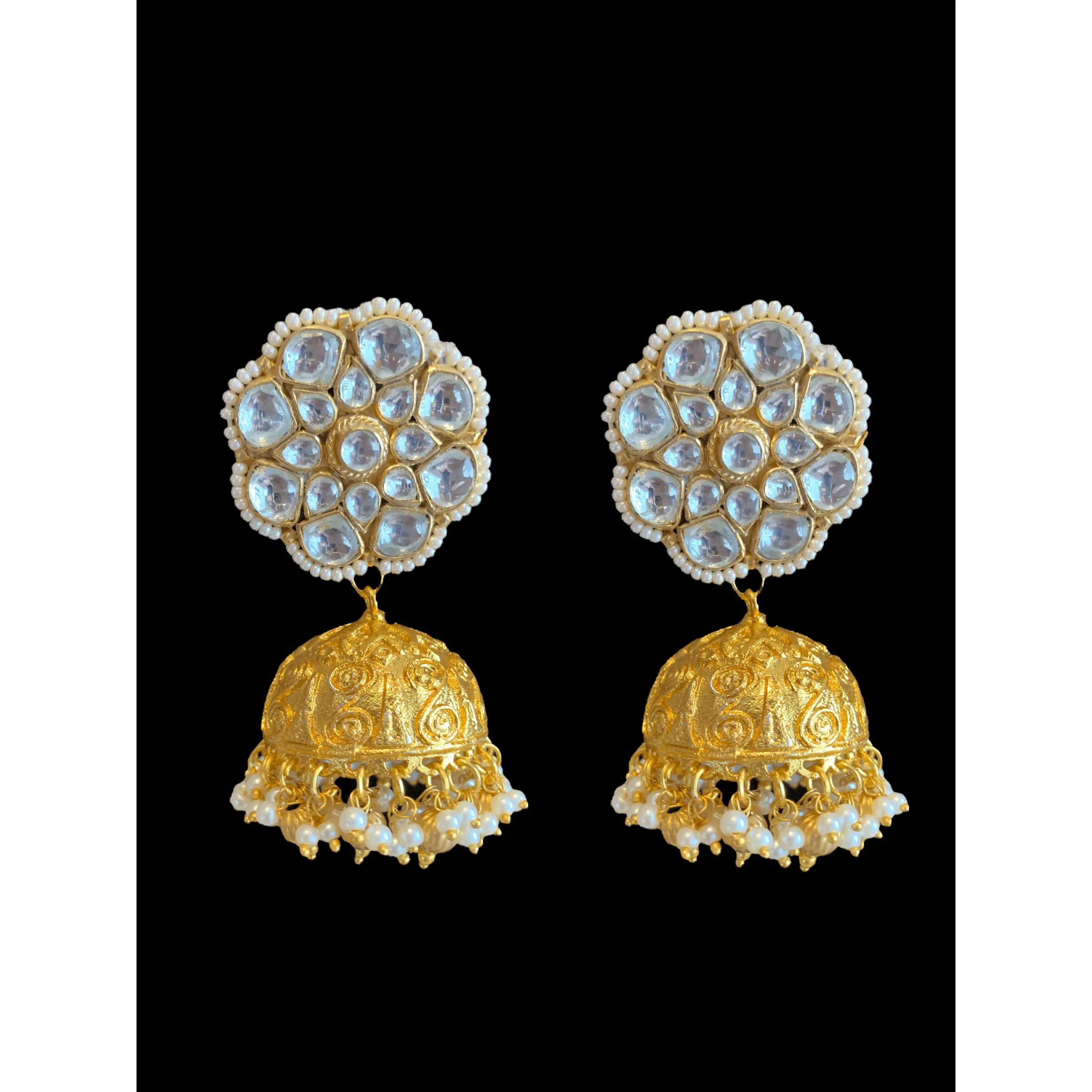 DER114 Atheeba kundan jhumka (READY TO SHIP )