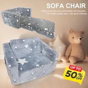 2-in-1 Convertible Kids Sofa, Foldable Lounger Seat, Soft Comfy Glow in The Dark Furniture, Unicorn Themed Gift for Girls and Boys NEW