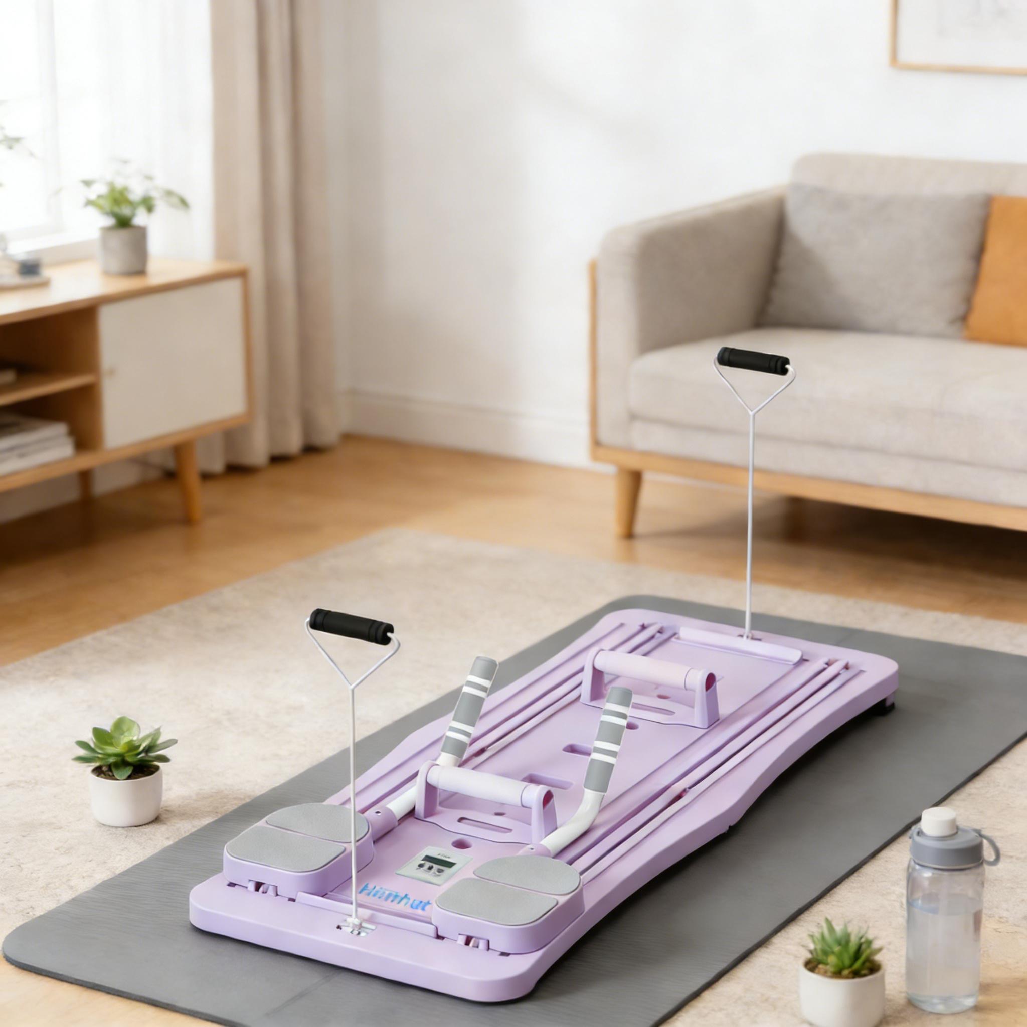 4 in 1 Foldable Pilates Reformer Board, Multi-Purpose Pilates Sliding Board for Home Full Body Workout