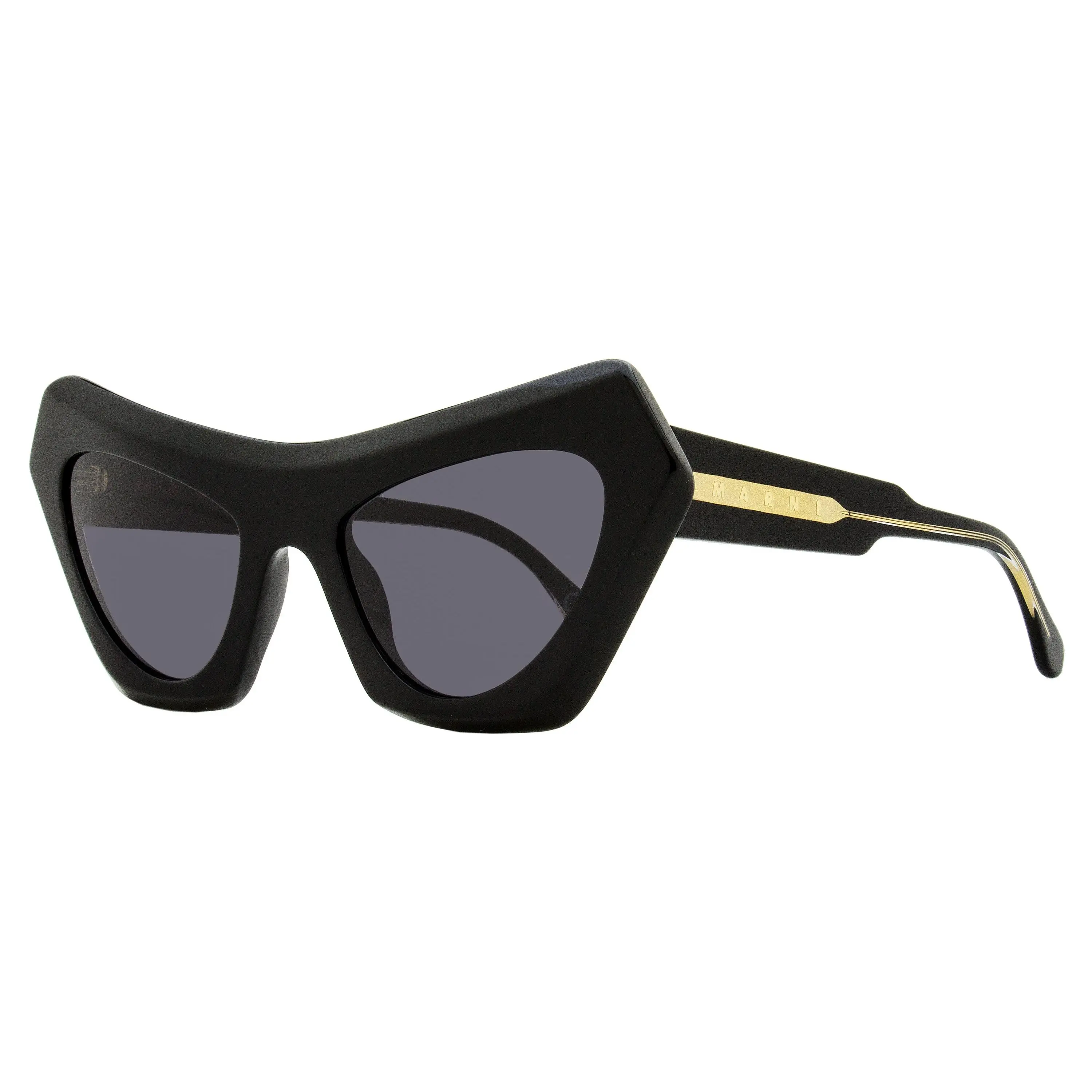 Marni Devil's Pool Cat Eye Women's Sunglasses, Devil Eye Style, Jet Black, Alternative Style, Full Rim, Plastic Frame, 56mm, Devil Eye Women's Sunglasses, Jet Black Women's Sunglasses