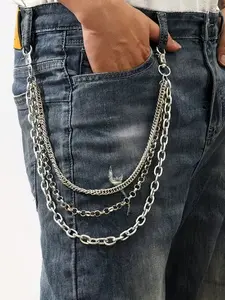 1pc Men's Multi-layered Party Hip-hop Jeans Accessories Alloy Pant Chain Pants Wallet Chain for Men Women Retro Hip Hop Metal Clothing Accessory, Heavy Duty Alloy Jeans Chain