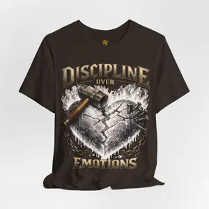 Discipline Over Emotions Premium Graphic T-Shirt (White Heart)