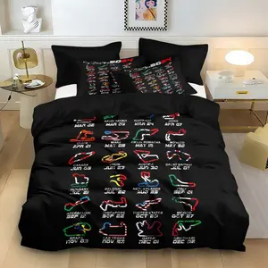 3-Piece Bedding Set, F1 Racing Flag Print Design, Soft Comfortable Fabric, Zipper Design, Perfect for Bedroom