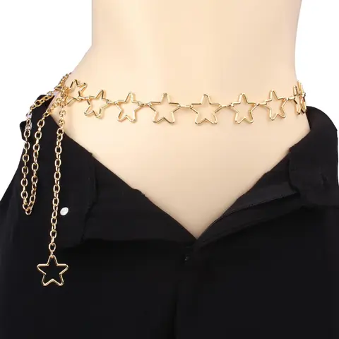 Star Design Adjustable Waist Chain Belt, Fashionable Body Chain Belt, Body Jewellery for Women, Y2K Fashion Accessory for Party, Daily Clothing Decor, Trendy All-match & Exquisite Jewelry for Birthday Gift