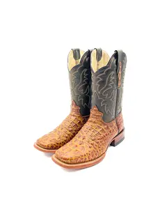 Cowboy Boot Light Brown Caiman Hornback