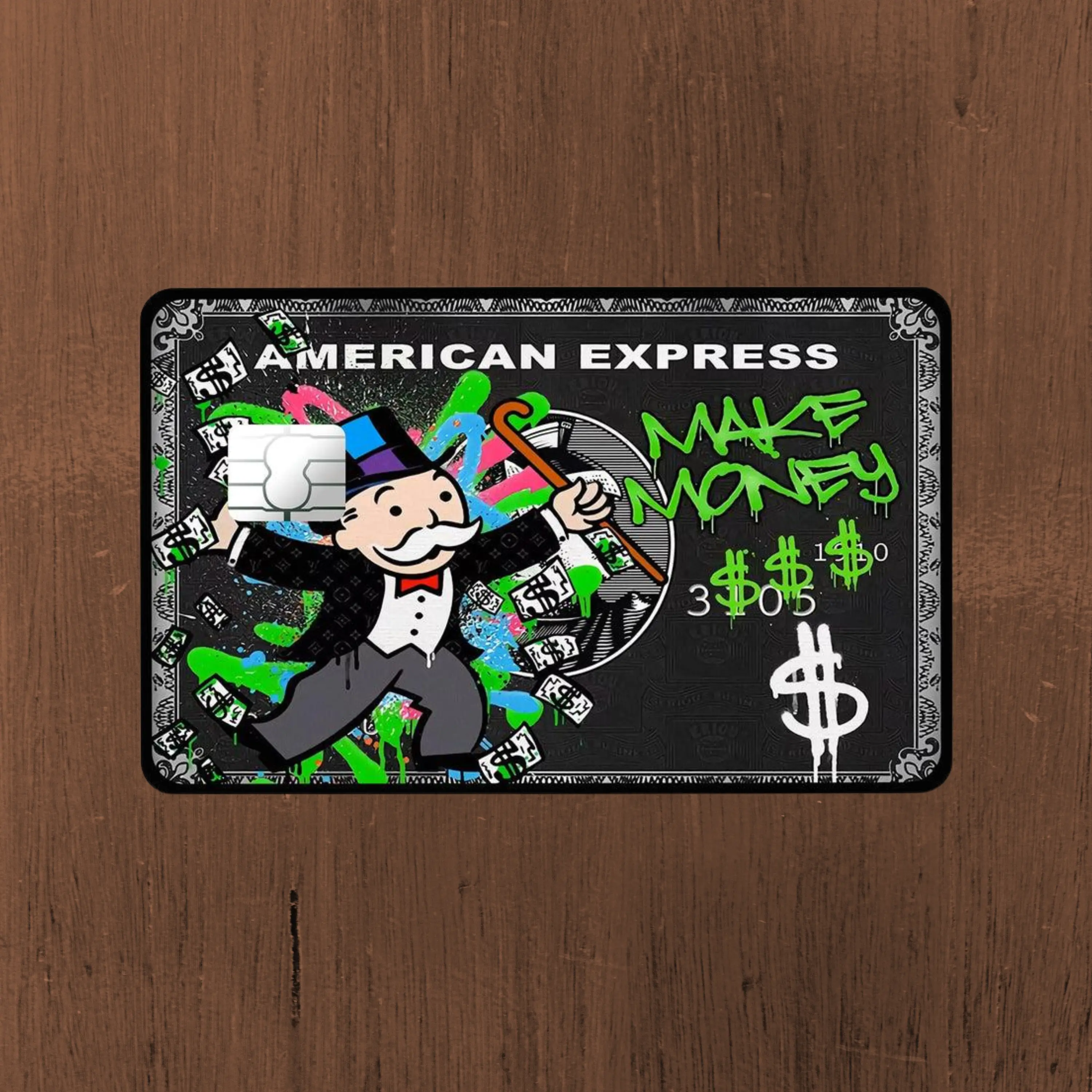Hypebeast Monopoly Man Credit Card Skin | "Make Money" Graffiti Debit Card Cover