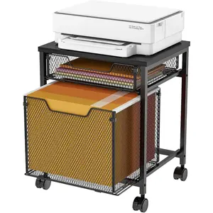 Rolling File Cabinet Cart, Printer Stand with Storage Drawer, Mobile File Cabinet with Lockable Wheels, Printer Cart with Hanging Folder Organizer for Office Home Under Desk