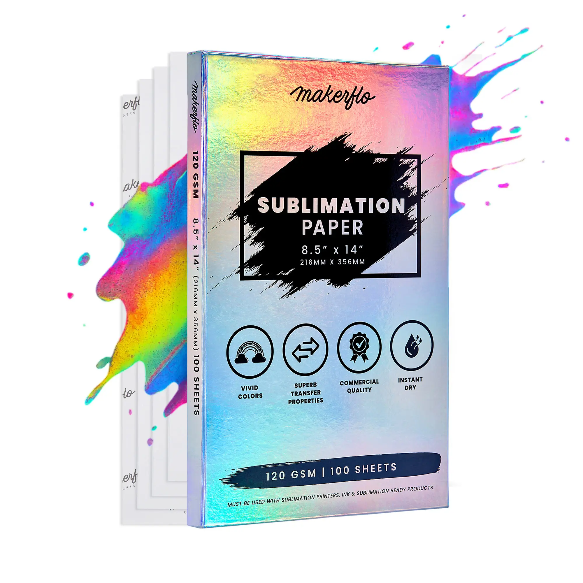 Makerflo Sublimation Paper 8.5 x 14 Inch 1000 Sheets, Heat Transfer Sublimation Paper For Tumblers T-Shirts Phone Case Mugs, Printable Stickers Gifting Christmas DIY Enthusiast