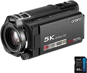ORDRO XV80 Video Camera Camcorder 5K 48MP UHD 1080P 60fps 12X Optical Zoom for YouTube, IR Night Vision 40X Digital Zoom 3.5” Touch Screen Vlog Camera with APP Connection