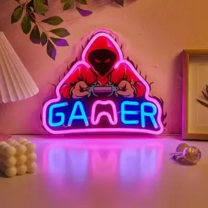 Neon Gamer Controller Light, Neon Light Sign, USB Powered Gaming Room Decor, Perfect Gift for Christmas & Halloween Parties, No Power Plug Included