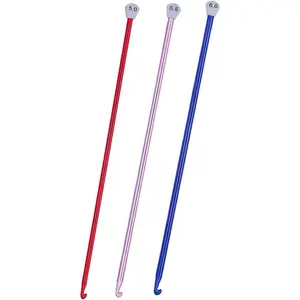 Tunisian Crochet Hook 5mm 5.5mm 6mm Long Crochet Hooks Set 3 count Extra Long Crochet Hook 13.8 Metal Afghan Crochet  for Crocheting, for Beginner/Lightweight/Easy to Use