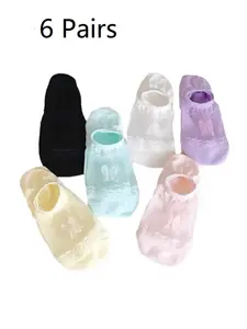 Women's Lace Invisible Socks, Sheer Mesh No-Show Design with Frill Trim, Non-Slip Comfort for Sneakers & Daily Wear