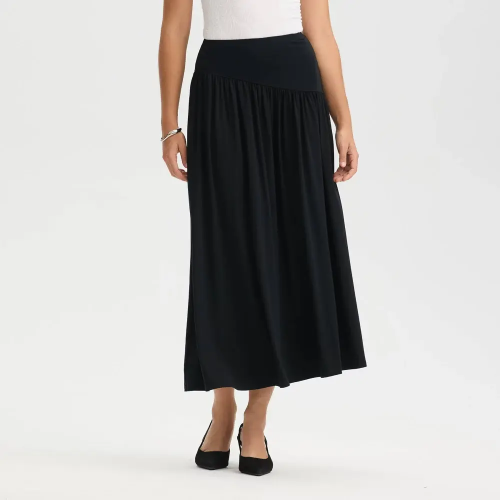 Women's Ruched Midi A-Line Skirt - A